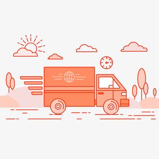 创意送货中的快递车辆矢量图免抠