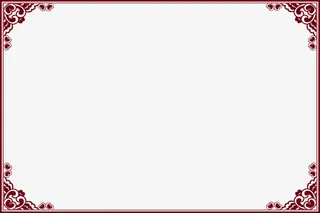 红色复古剪纸花纹相框免抠