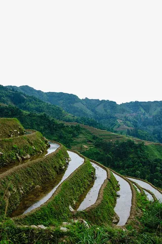 山中梯田免抠背景摄影风景元素