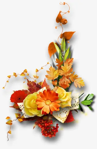 秋天绿叶落叶素材免抠