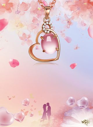 浪漫花瓣珠宝促销海报背景psd高清