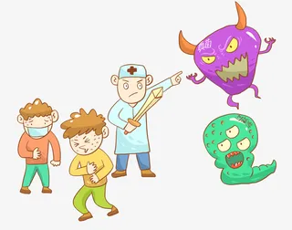 疫情病毒卡通人物素材免扣免抠