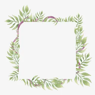 春天绿色树叶方形边框免抠