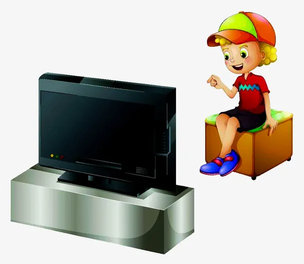 小孩子看电视免抠