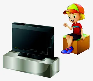 小孩子看电视免抠
