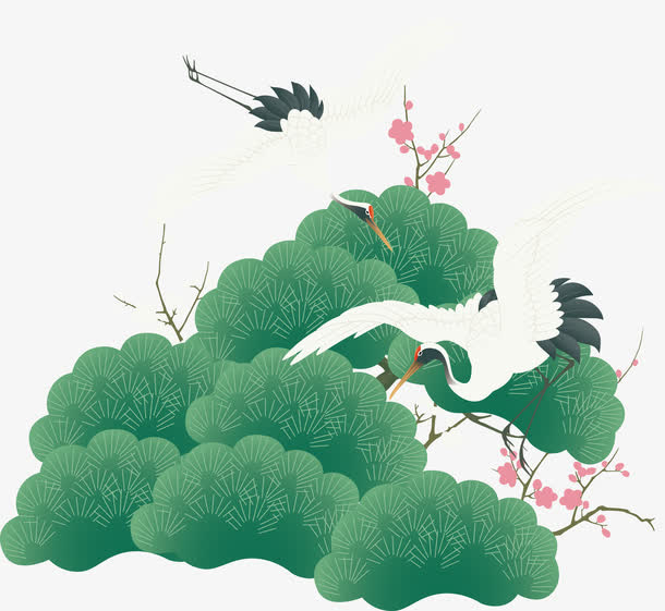 国画仙鹤免抠