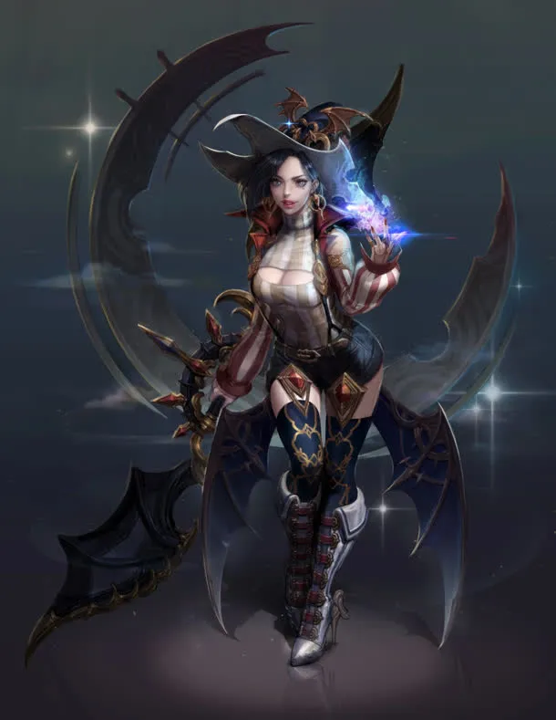女巫魔法师游戏原画免抠