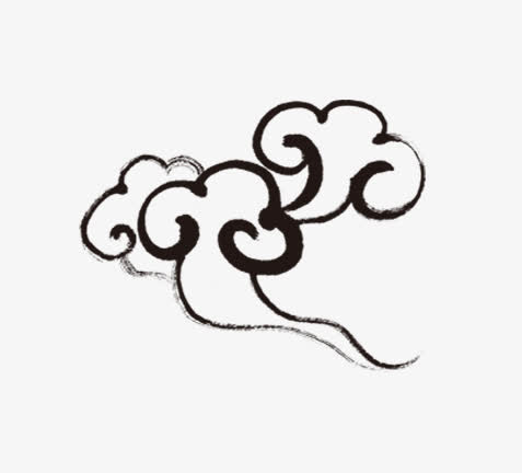 手绘黑色祥云免抠
