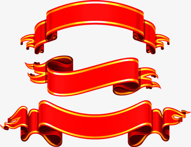 红色飘带免抠