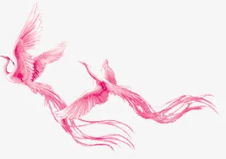 粉色凤凰七夕情人节免抠