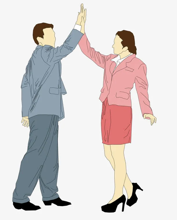 击掌的男女免抠