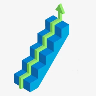 立体蓝色阶梯绿色箭头PPT装饰免抠
