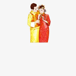 古装新郎新娘免抠