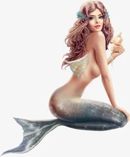高端手绘美人鱼绘画免抠