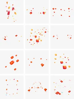 节日红色卡通风活动促销红包雨装饰元素免抠