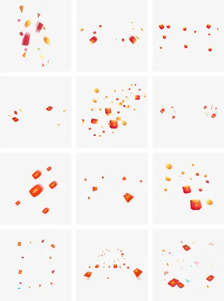 节日红色卡通风活动促销红包雨装饰元素免抠