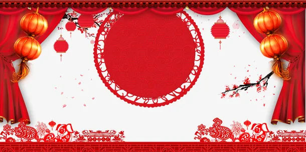 新年喜庆背景边框psd分层图免抠手绘/卡通卡通元素