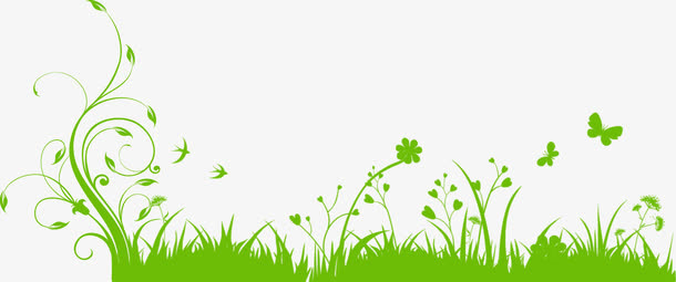 绿色卡通可爱草地花朵免抠