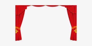 红色窗帘图免抠