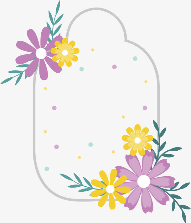 紫色浪漫小花边框免抠