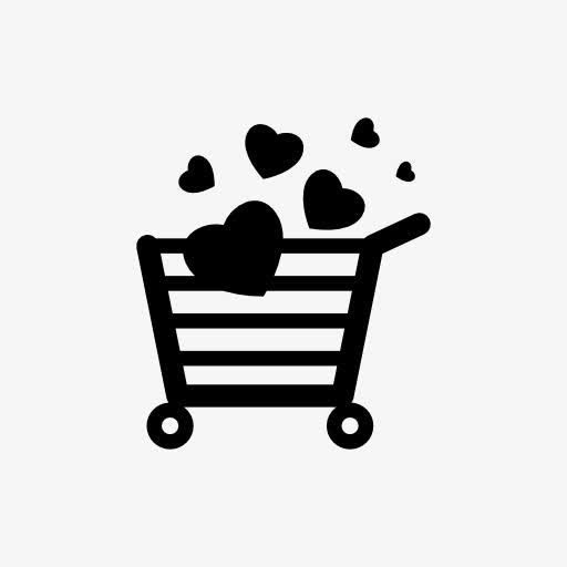 墨迹购物车爱心免抠