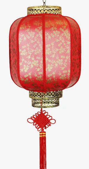 金色花纹金属红灯笼免抠