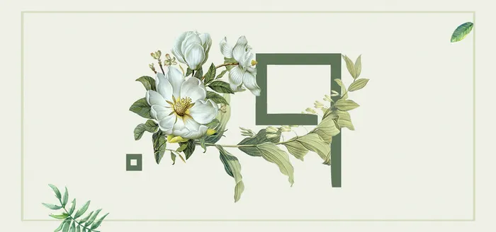 淡雅花瓣文艺绿色服装banner背景图高清