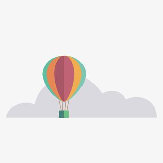 灰色扁平化热气球免抠