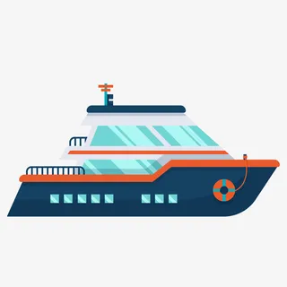 蓝色卡通轮船矢量图免抠