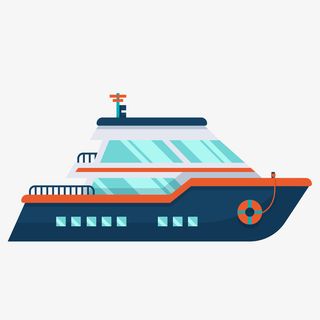 蓝色卡通轮船矢量图免抠