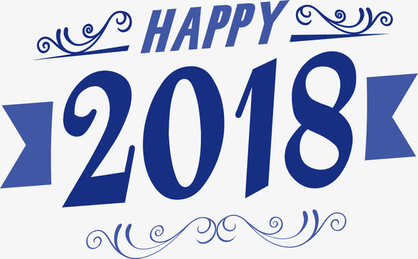 蓝色花纹艺术字免抠