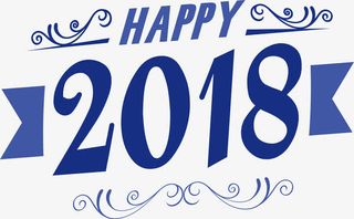 蓝色花纹艺术字免抠