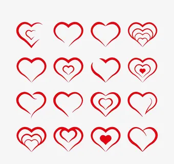 红色扁平的创意爱心图标大全免抠