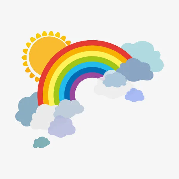 手绘卡通彩虹云彩免抠