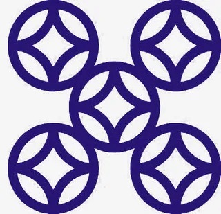 蓝色铜钱装饰免抠