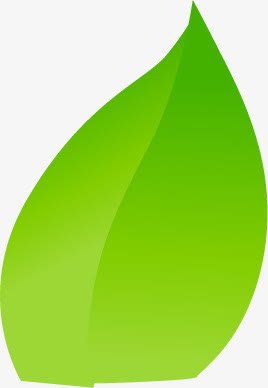 手绘绿色渐变卡通树叶免抠