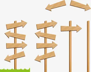 木质箭头提示牌矢量图免抠