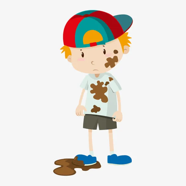 卡通泥泞的男孩免抠