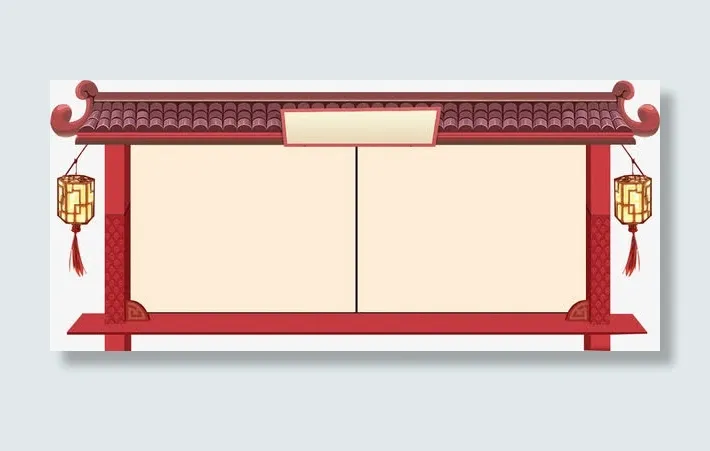 中国古代红灯笼大门免抠