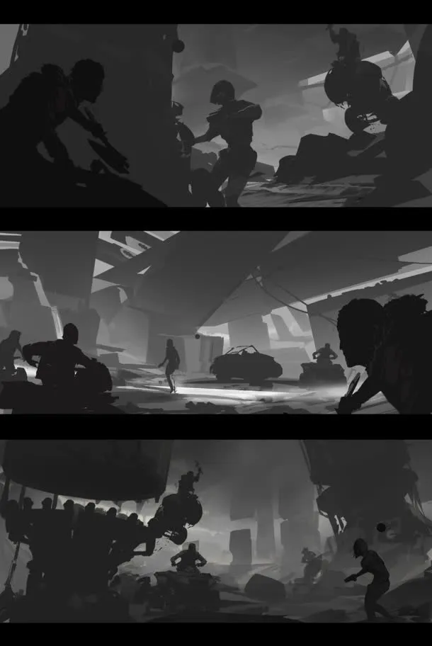 手绘动作小说插画免抠