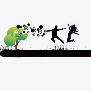 跳起来的人和树免抠