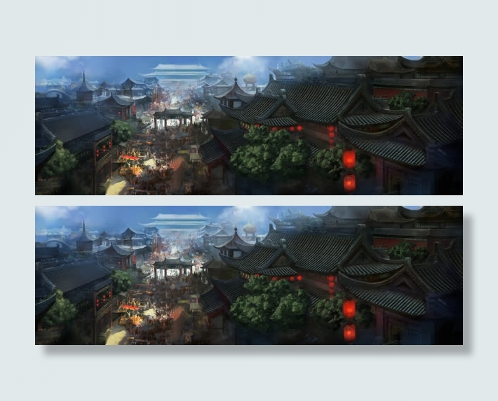 暮光屋檐灯笼古城免抠