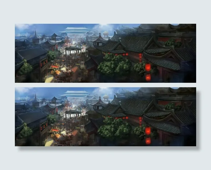 暮光屋檐灯笼古城免抠