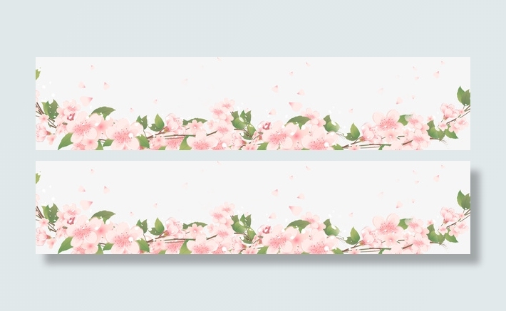 粉色桃花边框免抠