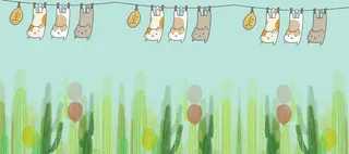 手绘卡通小动物蓝色背景高清