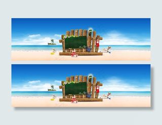 韩国风沙滩背景banner