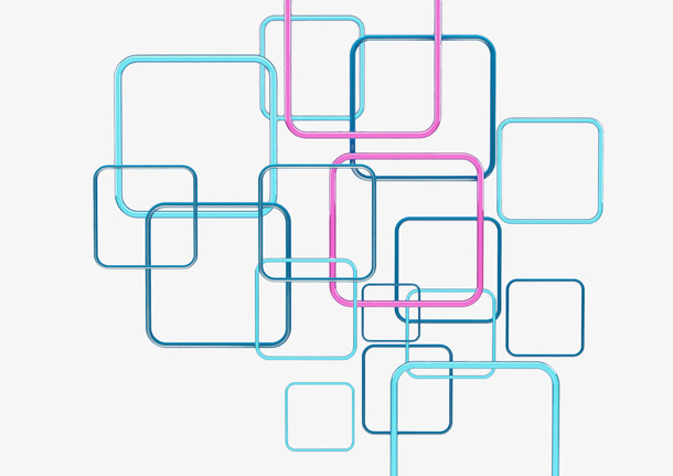 彩色正方体线条免抠