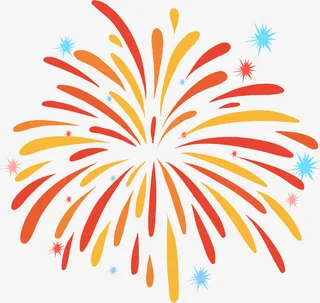 春节多彩绽放的烟花免抠