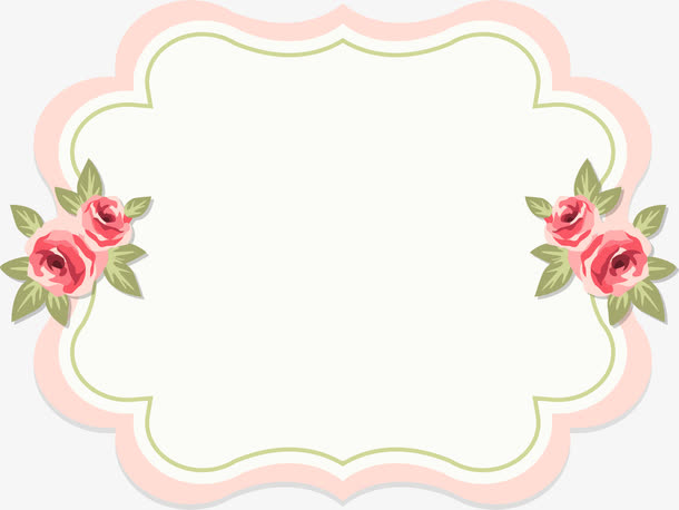 手绘玫瑰花文字标签免抠