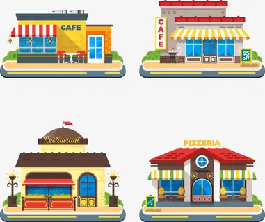 矢量街边商铺免抠